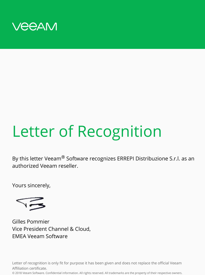 veeam recognition letter